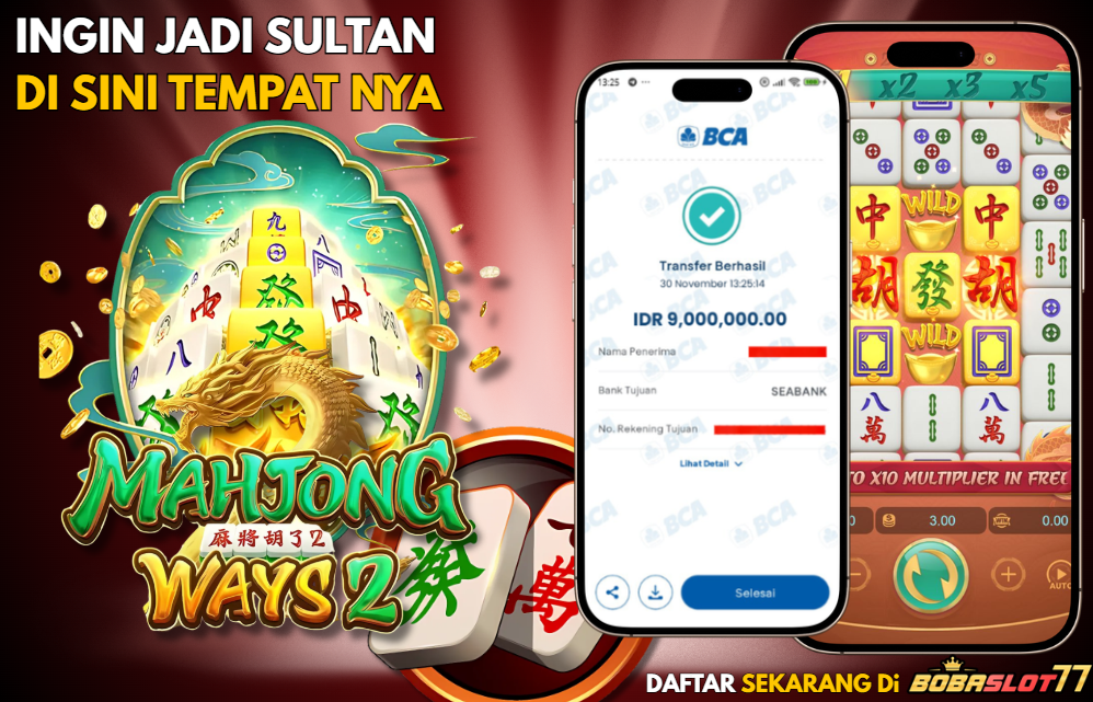 Selamat kepada user id : ma***en Wede Rp 9.000.000 di Game MAHJONG WAYS2 PG SOFT Cair Gk Sampe 1 Menit! Menang Mudah di Bobaslot77